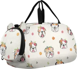 Cute Cartoon Bulldog Face Duffel Bags for Boys Small Gym Bags for Teens Dance Bag for Girls