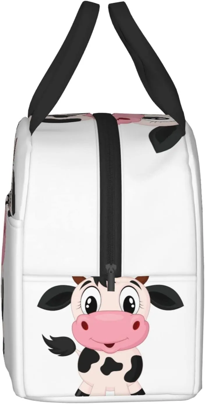 Cute Cartoon Milk Cow Lunch Box Insulated Meal Bag Lunch Bag Reusable Snack Bag Food Container For Boys Girls Men Women School Work Travel Picnic