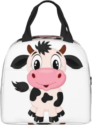 Cute Cartoon Milk Cow Lunch Box Insulated Meal Bag Lunch Bag Reusable Snack Bag Food Container For Boys Girls Men Women School Work Travel Picnic