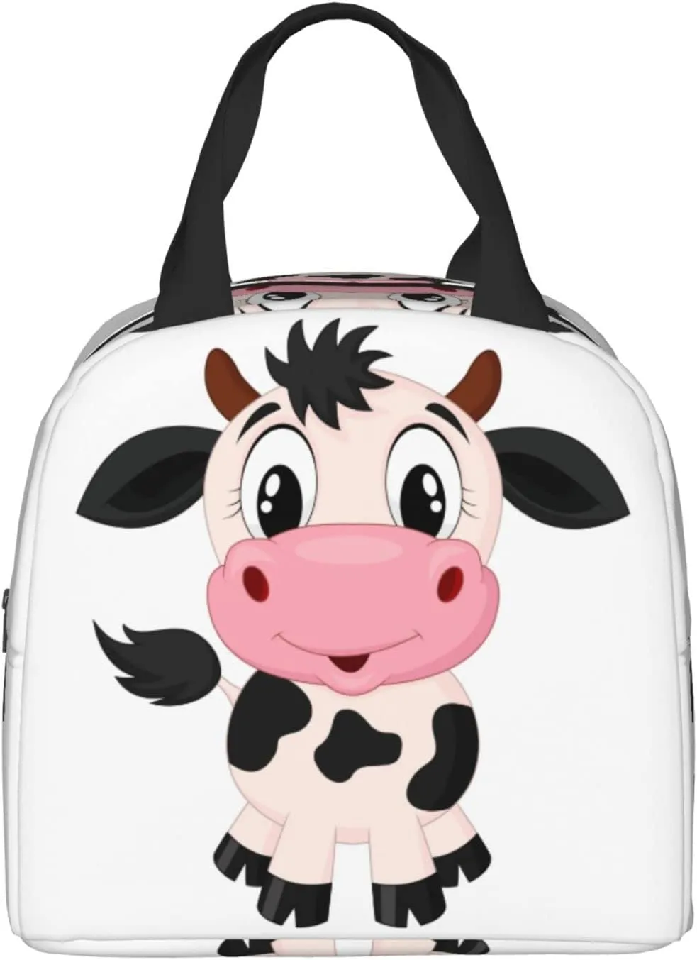 Cute Cartoon Milk Cow Lunch Box Insulated Meal Bag Lunch Bag Reusable Snack Bag Food Container For Boys Girls Men Women School Work Travel Picnic