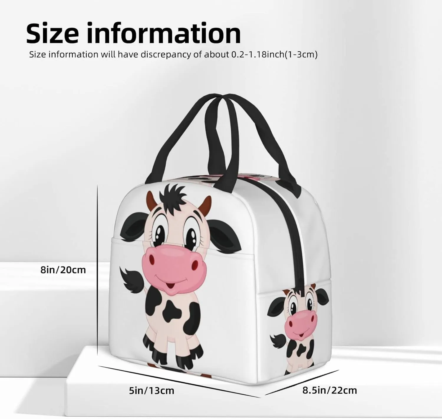Cute Cartoon Milk Cow Lunch Box Insulated Meal Bag Lunch Bag Reusable Snack Bag Food Container For Boys Girls Men Women School Work Travel Picnic