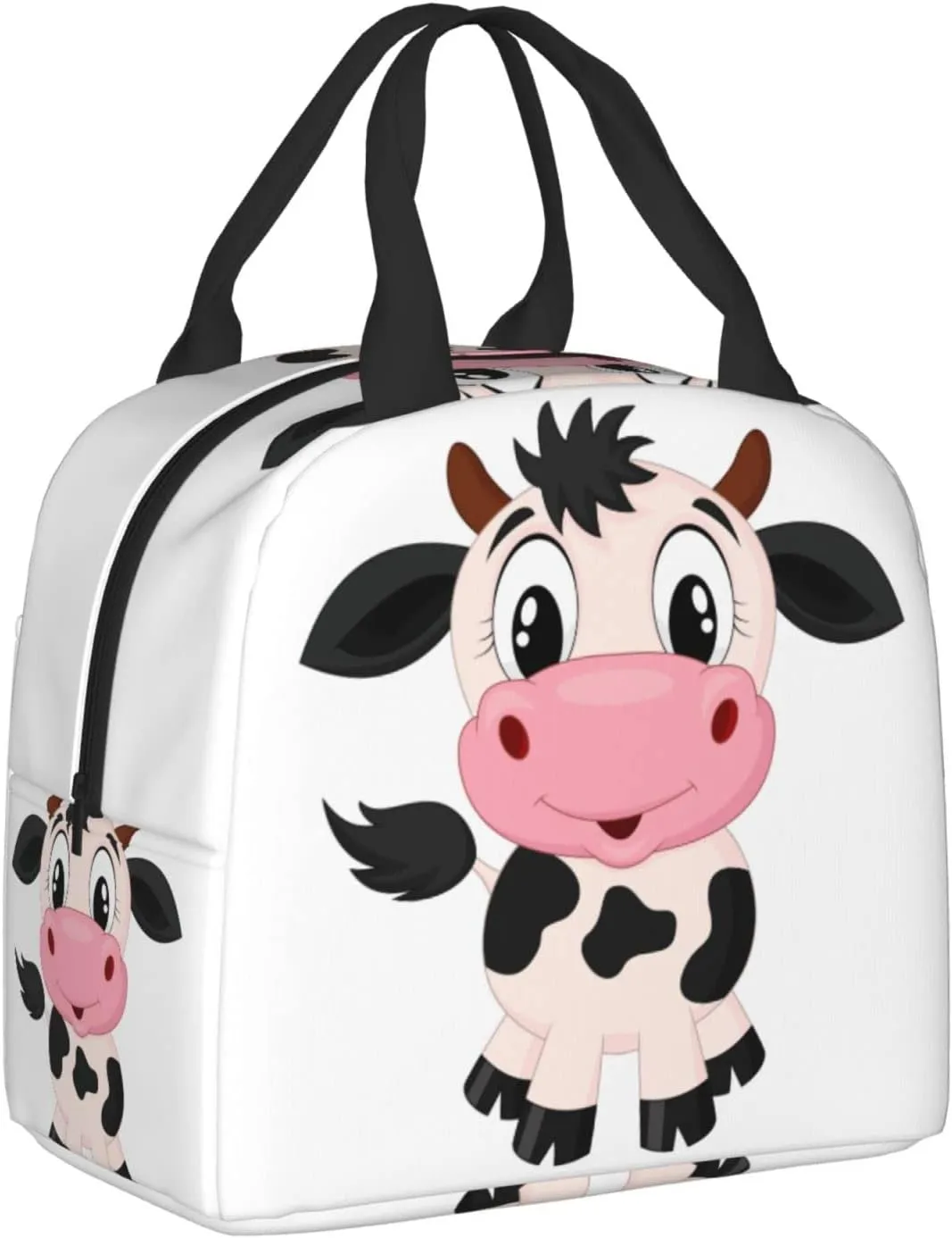 Cute Cartoon Milk Cow Lunch Box Insulated Meal Bag Lunch Bag Reusable Snack Bag Food Container For Boys Girls Men Women School Work Travel Picnic