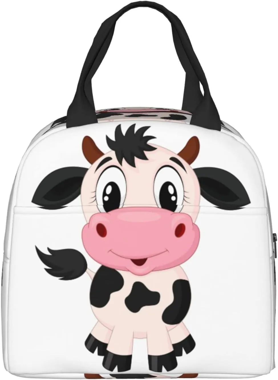 Cute Cartoon Milk Cow Lunch Box Insulated Meal Bag Lunch Bag Reusable Snack Bag Food Container For Boys Girls Men Women School Work Travel Picnic