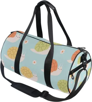 Cute Cartoon Snails Gym Duffle Bag Women Men Sports Fitness Bag for Travel Workout Gymnastics Dance Ballet