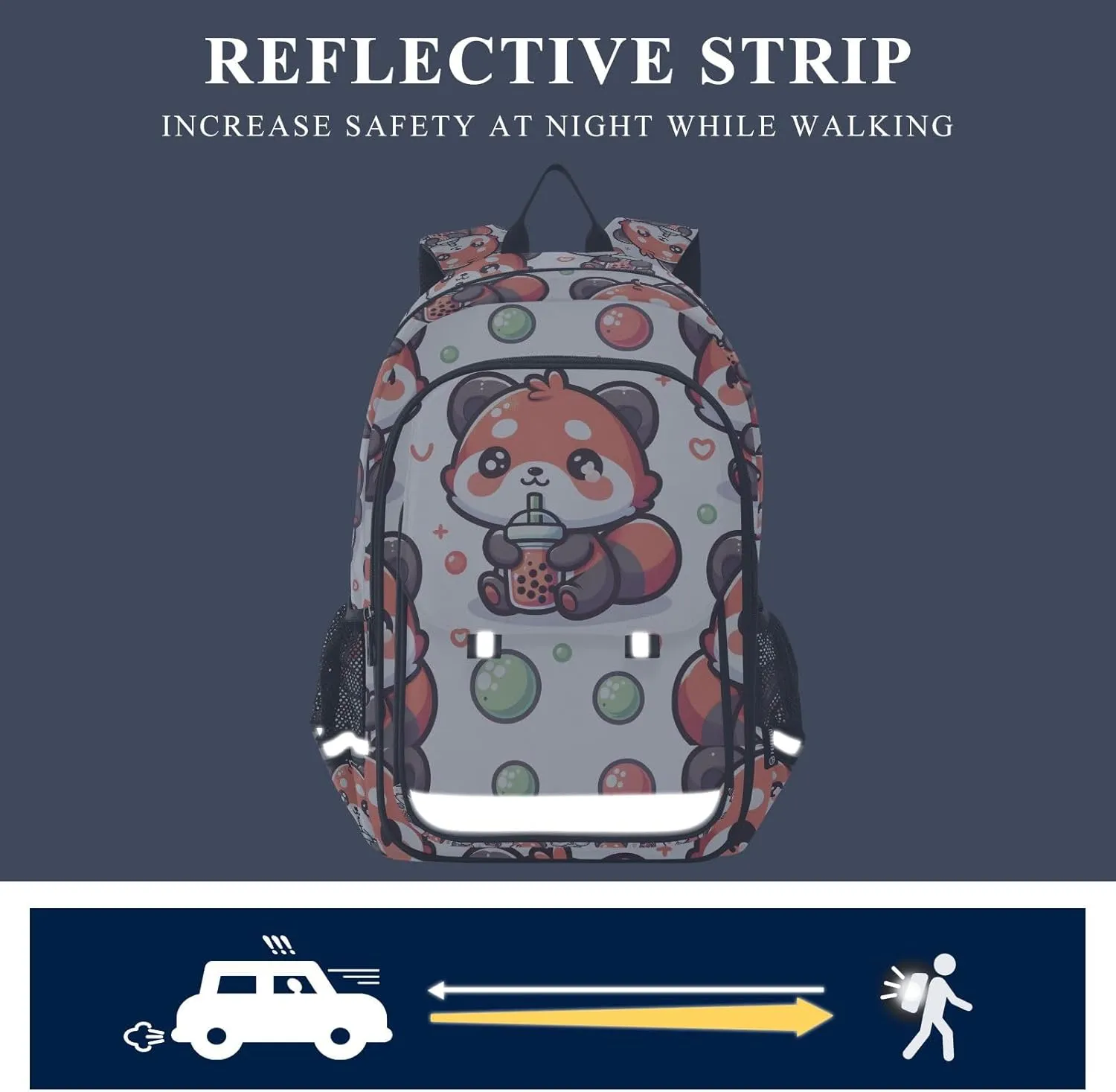 Cute Drinking Red Panda Backpack for Boys Girls Students Bookbag School Travel Daypack