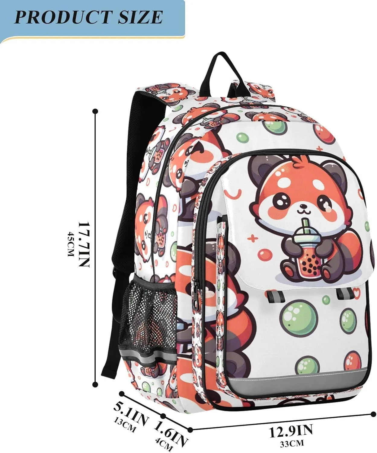 Cute Drinking Red Panda Backpack for Boys Girls Students Bookbag School Travel Daypack