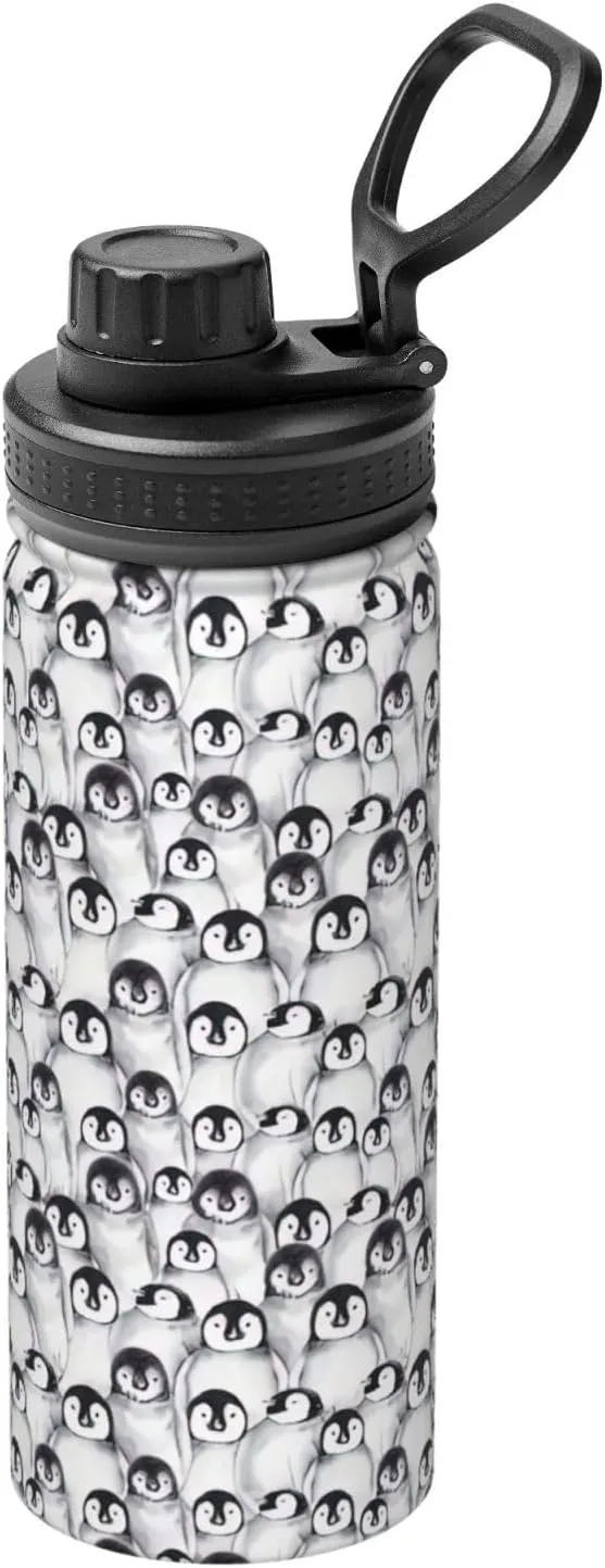 Cute Penguins Sketch Sports Insulated Water Bottle - Premium 18 oz. Stainless Steel Hydration Bottle for Outdoor Enthusiasts