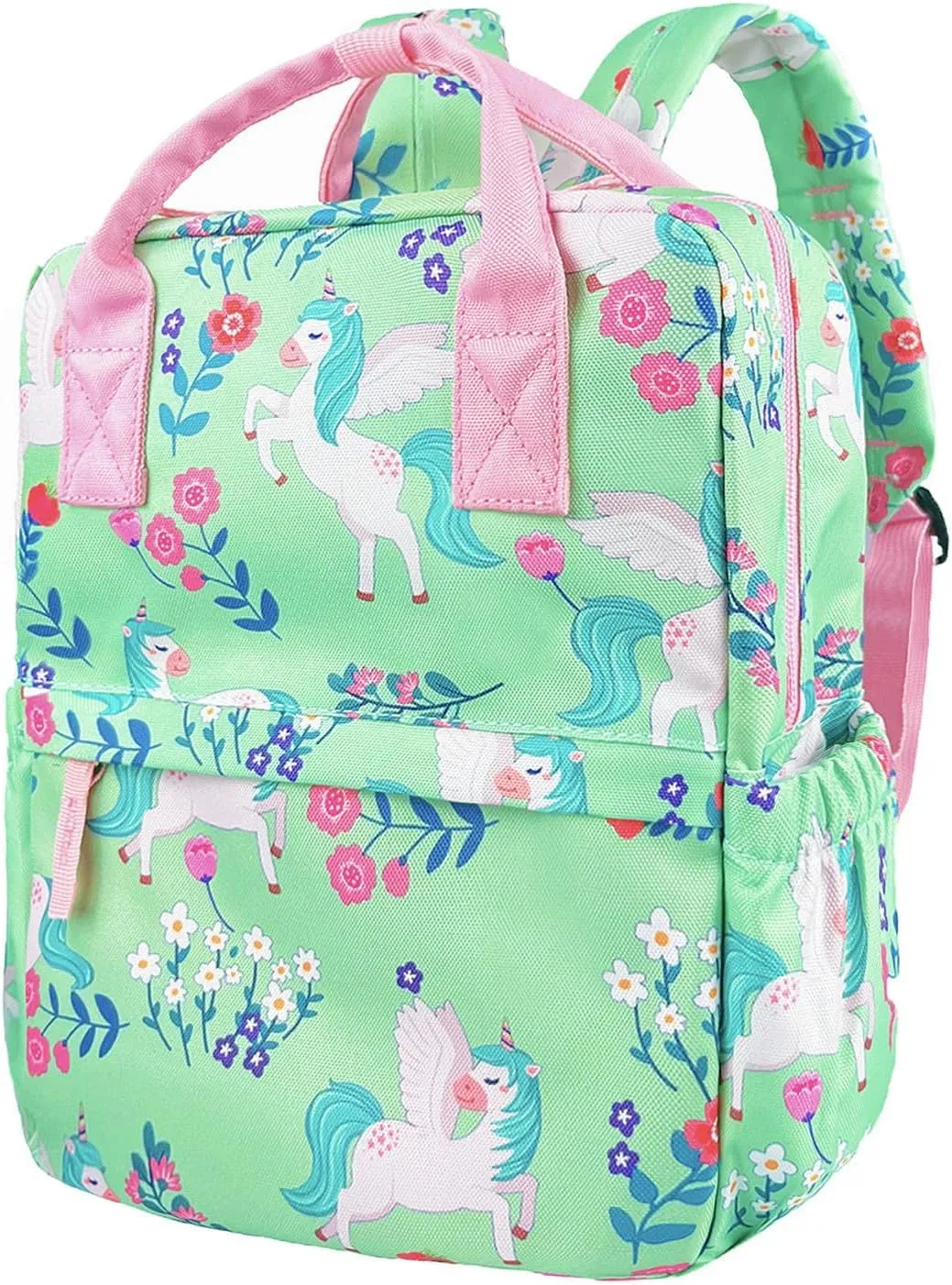 Cute Preschool Backpack Toddler School Book Bag for Girls Boys Kids Kindergarten Nursery Travel Bag with Chest Strap(12inch, Green Unicorn)