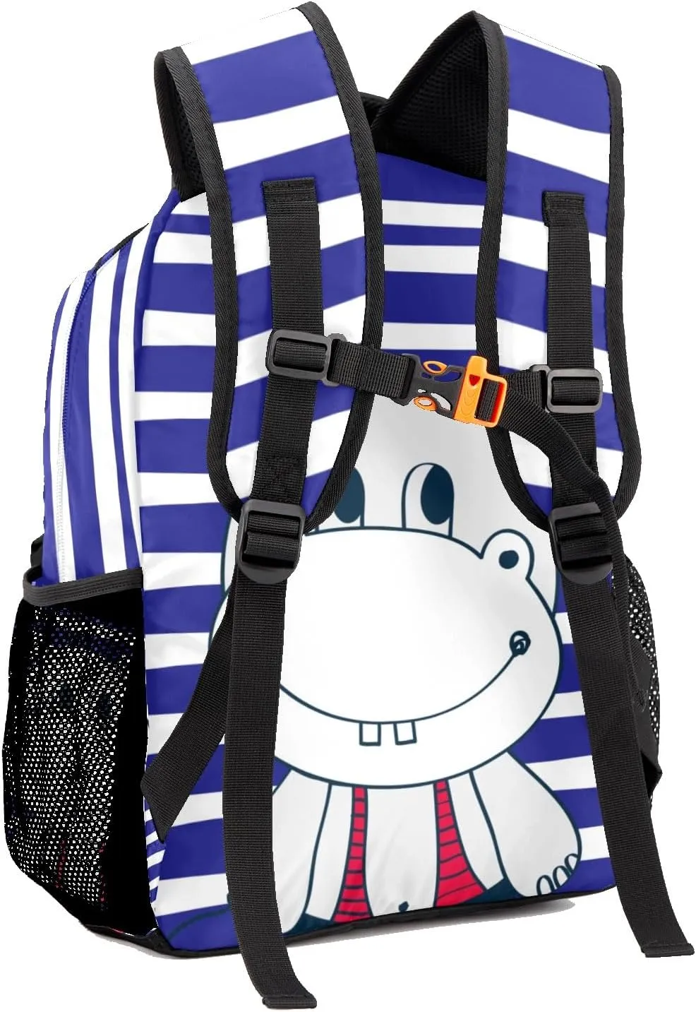 Cute Sailor Hippo Personalized Kids School Backpack Custom Name for Boys Girls Primary Daypack Bookbag Travel Bag