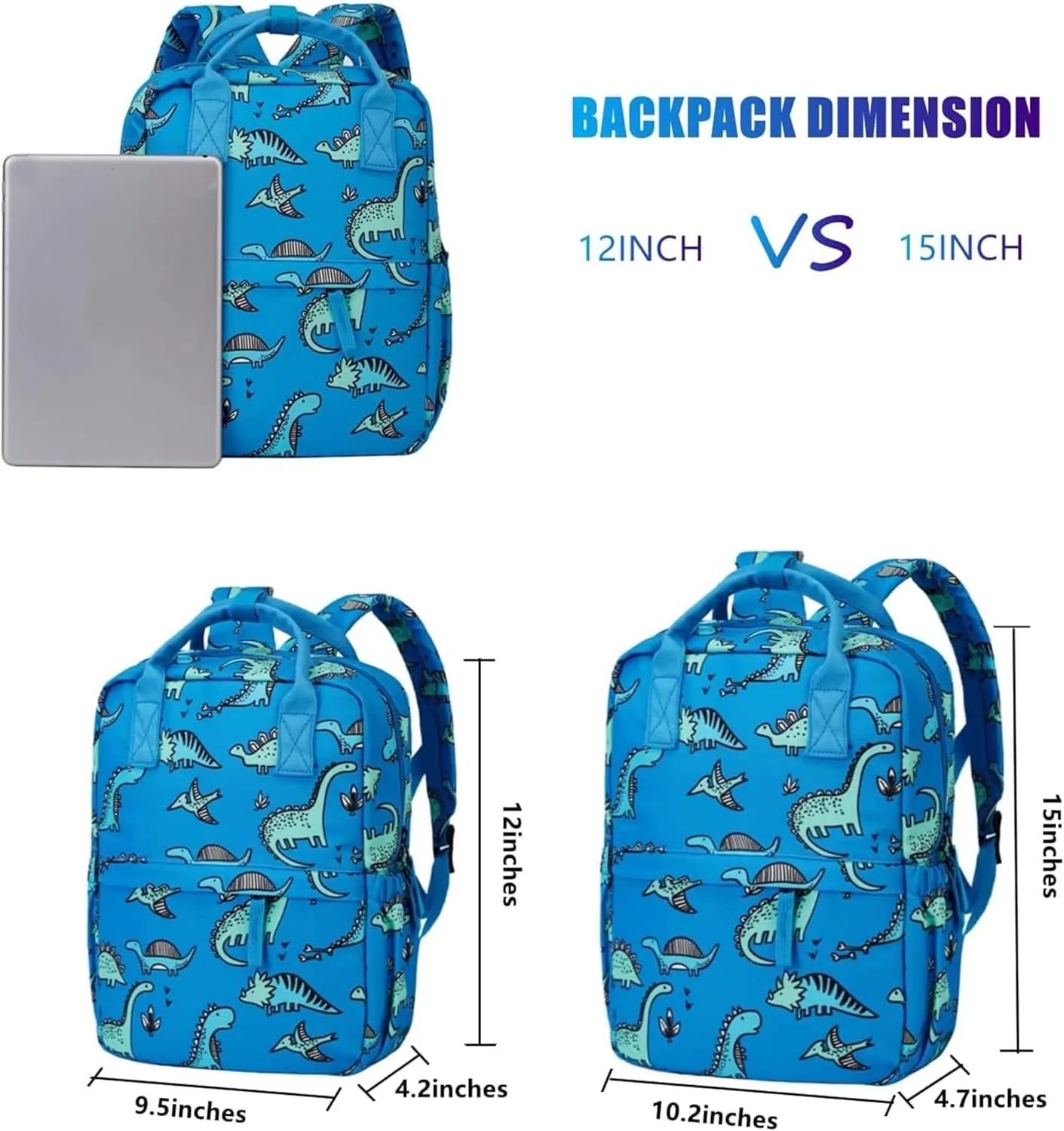 Cute Toddler Preschool Backpack Dinosaur Unicorn School Book Bag for Girls, Boys, Kids, Kindergarten Nursery Travel Bag(12inch, Blue Dinosaur)
