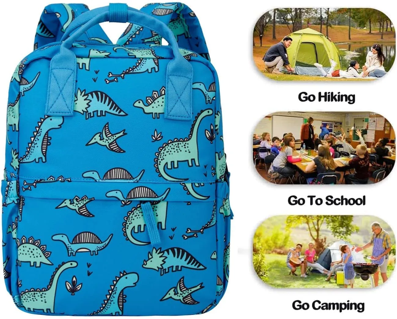 Cute Toddler Preschool Backpack Dinosaur Unicorn School Book Bag for Girls, Boys, Kids, Kindergarten Nursery Travel Bag(12inch, Blue Dinosaur)