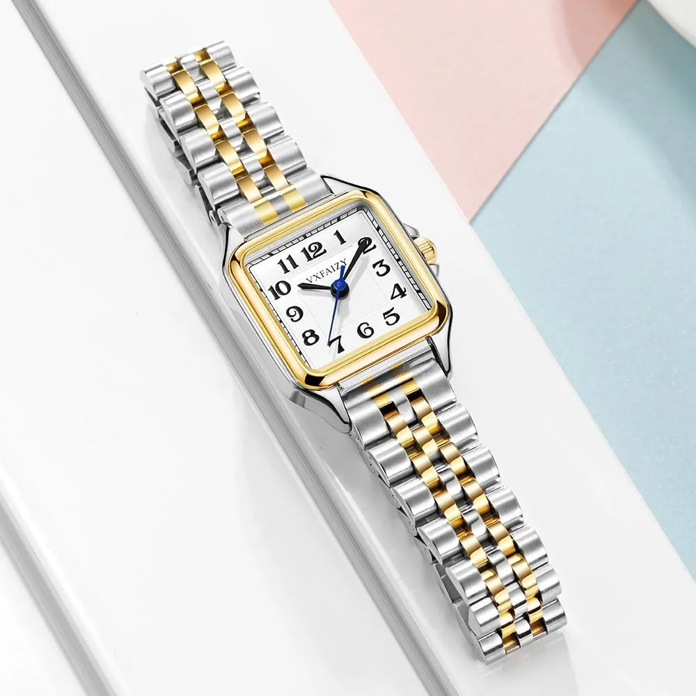 Dainty Square Watch for Women with Easy Read Arabic Numeral Ladies Dress Watches