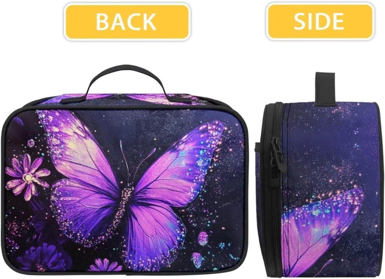Daisy Butterfly Lunch Bag for Women Insulated Lunch Box Accessories for Kids Freezer Safe Bento Box Container for Teen Girls Picnic Outdoor Travel