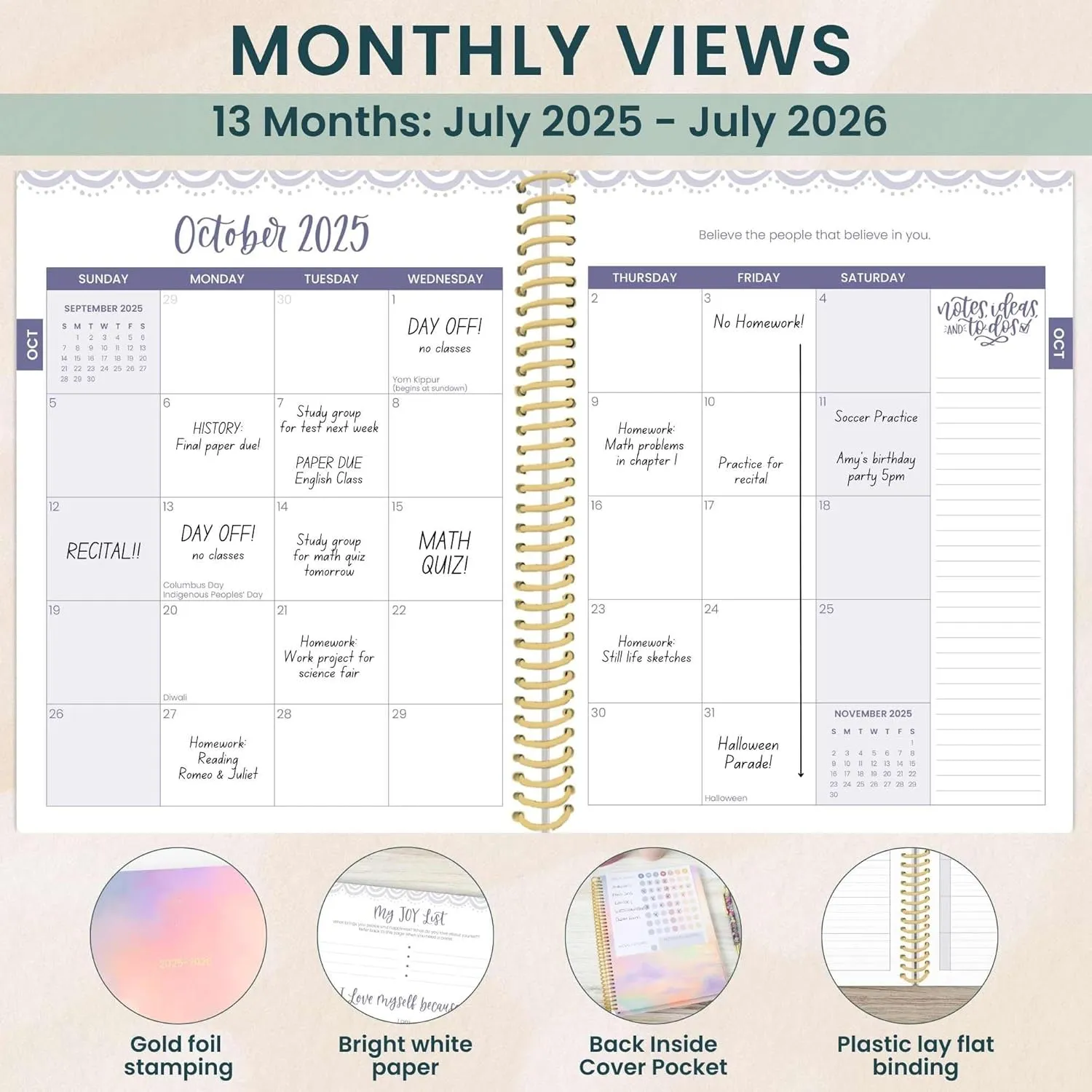 Daisy by bloom daily planners 2025-2026 Academic Year Student Planner (July 2025 - July 2026) - Elementary Through Middle School Calendar Agenda Book - 7” x 9" - Cotton Candy Clouds