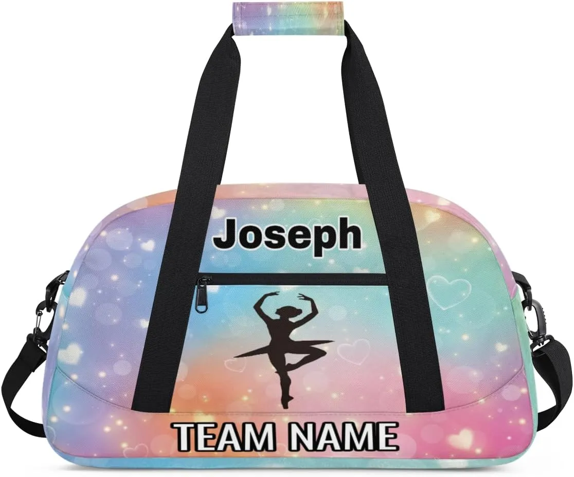Dance Bag for Girls Personalized with Name Team Name Custom Kids Ballet Bag Teens Sports Gym Bag Travel Bag Yoga Bag