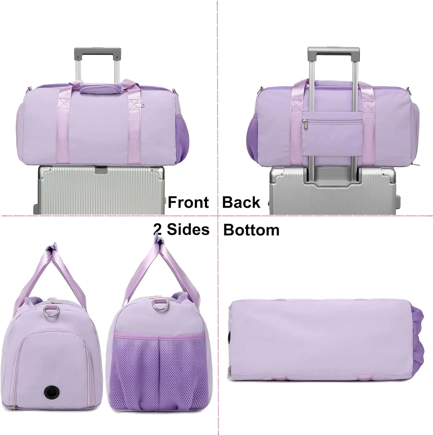 Dance Bag for Girls Sports Duffel for Girls Teen Duffle Bag Girls Weekender Bag Girls Overnight Bag Teen Gym Bag Travel Ballet Bags Yoga Bags Cheer Bag with Shoe Compartments（Purple）