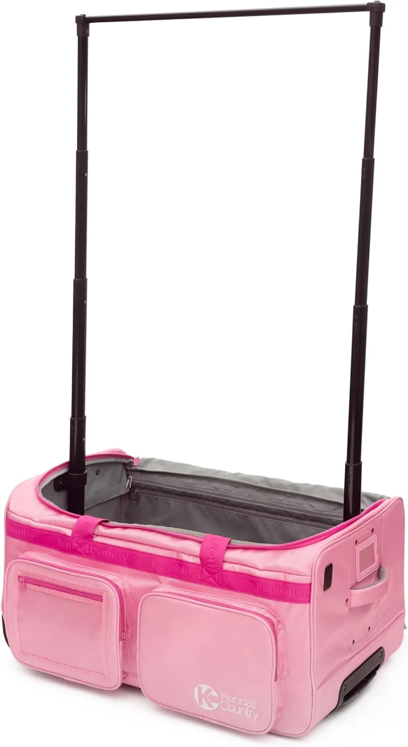 Dance Bag with Garment Rack Rolling Duffel Bag with Wheels for Costumes, Clothes, Competition, Theatre, Travel 28 inch luggage Cotton Candy Pink