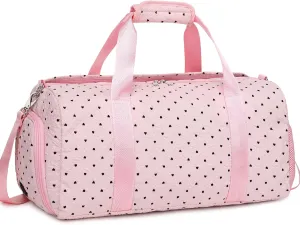 Dance Bag with Shoe Compartment and Wet Pocket Girls Duffle Bags Gymnastics Bag for Girls Overnight Sleepover Bags,Heart Pattern