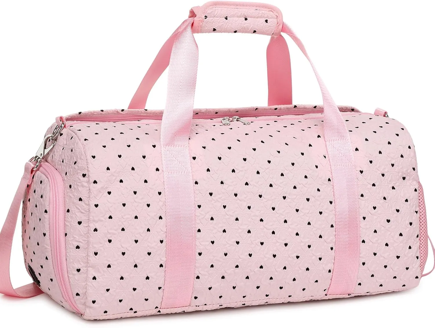 Dance Bag with Shoe Compartment and Wet Pocket Girls Duffle Bags Gymnastics Bag for Girls Overnight Sleepover Bags,Heart Pattern