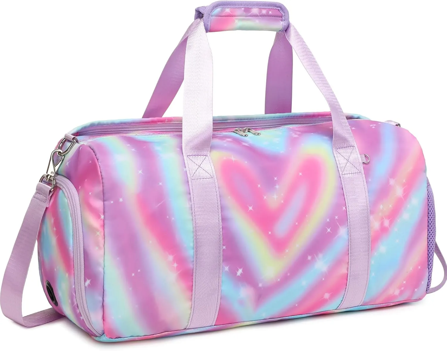 Dance Bag with Shoe Compartment and Wet Pocket,Girls Duffle Bags Gymnastics Bag for Girls Overnight Sleepover Bags,Y2K Heart Shape