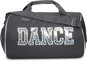 Dance Duffle Bag for Girls, Water-resistant Kids Travel Bag with Adjustable Carry On and Handy Pouch, Dance Accessories For Girls (Black/Silver) One Size