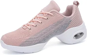 Dance Shoes for Women Jazz Shoes Split Sole Dance Sneakers Lace-up Air Cushion Jazz Sneakers Breathable Modern Dance Shoes Platform Walking Dance Shoe