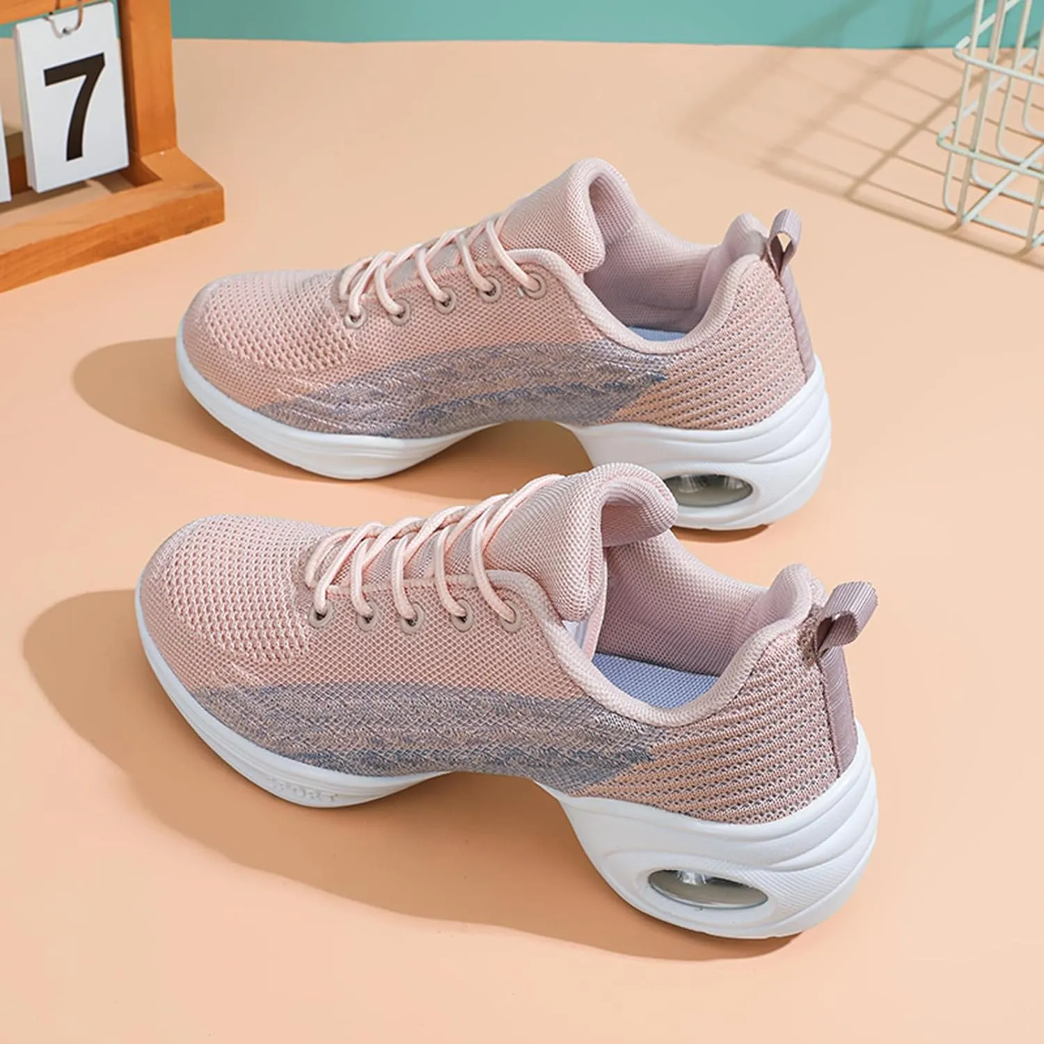 Dance Shoes for Women Jazz Shoes Split Sole Dance Sneakers Lace-up Air Cushion Jazz Sneakers Breathable Modern Dance Shoes Platform Walking Dance Shoe