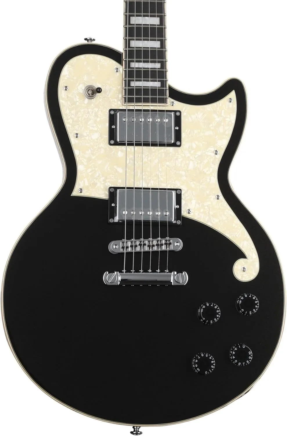 D'Angelico 6 String Acoustic-Electric Guitar, Right, Black Flake (DAPATLBLFCS)
