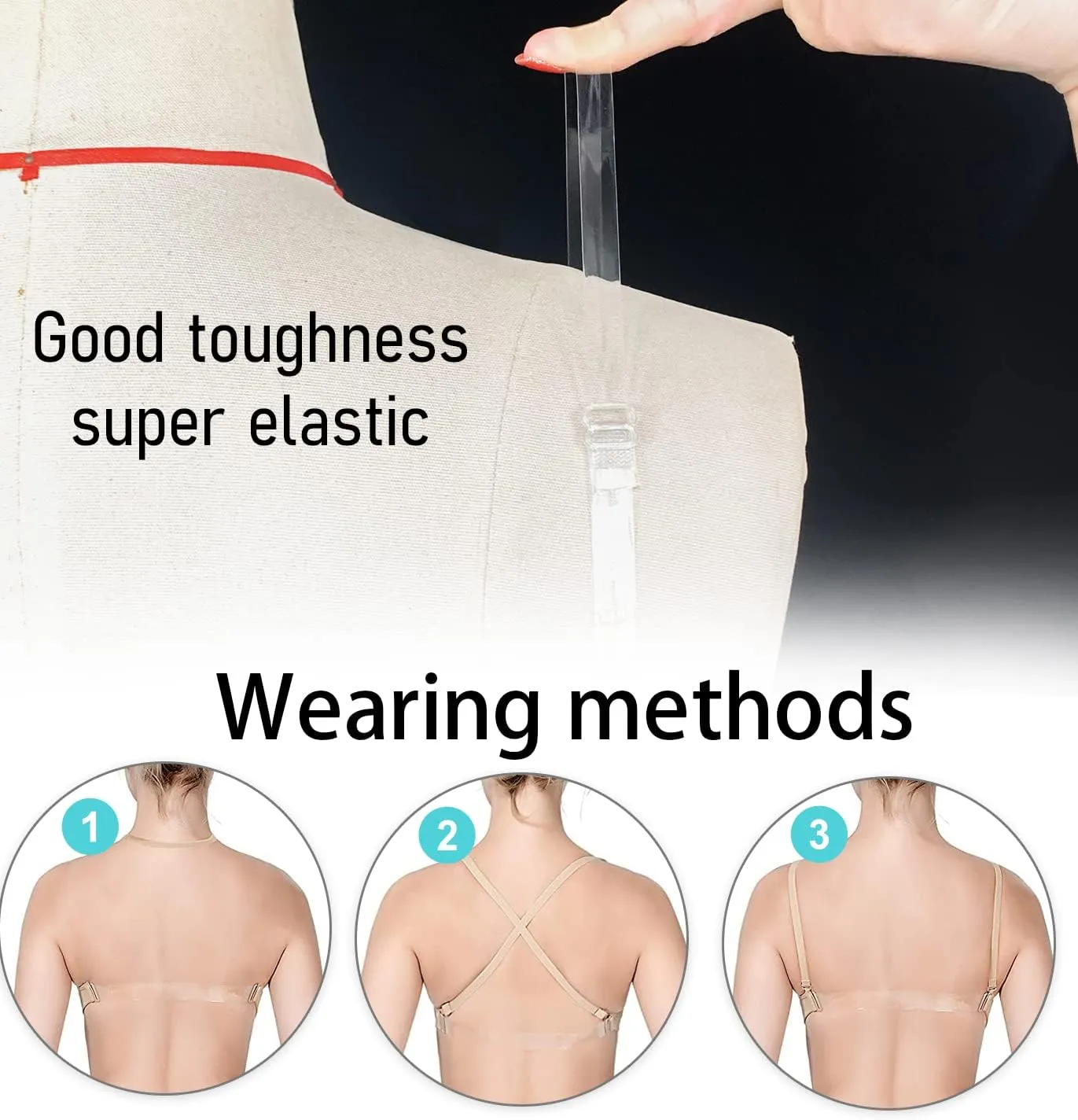DANSHOW Women and Girls Professional Nude Dance Ballet Bras with Clear Convertible Straps