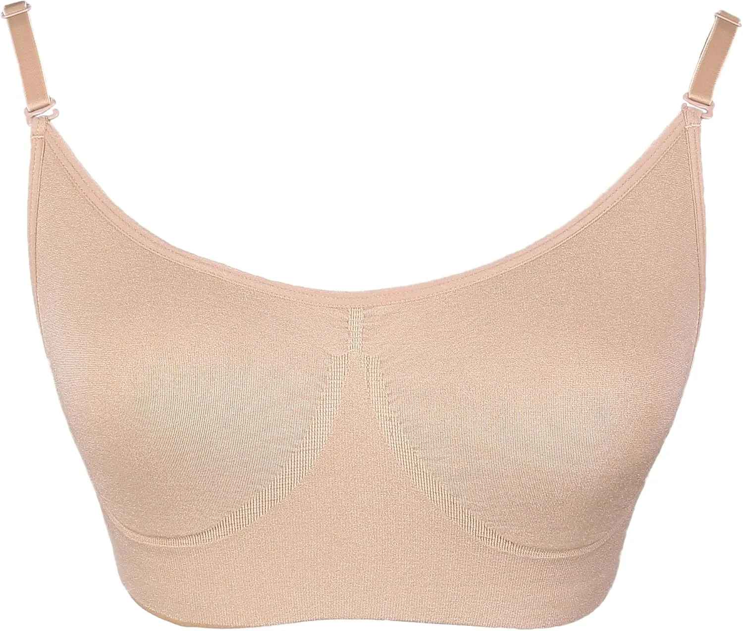 DANSHOW Women and Girls Professional Nude Dance Ballet Bras with Clear Convertible Straps
