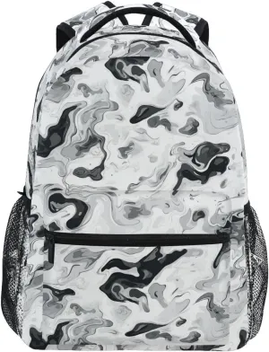 Day Backpack for Men and Women Fashion Laptop Bookbag with Chest Strap for Business Work College Travel Trip Camouflage White