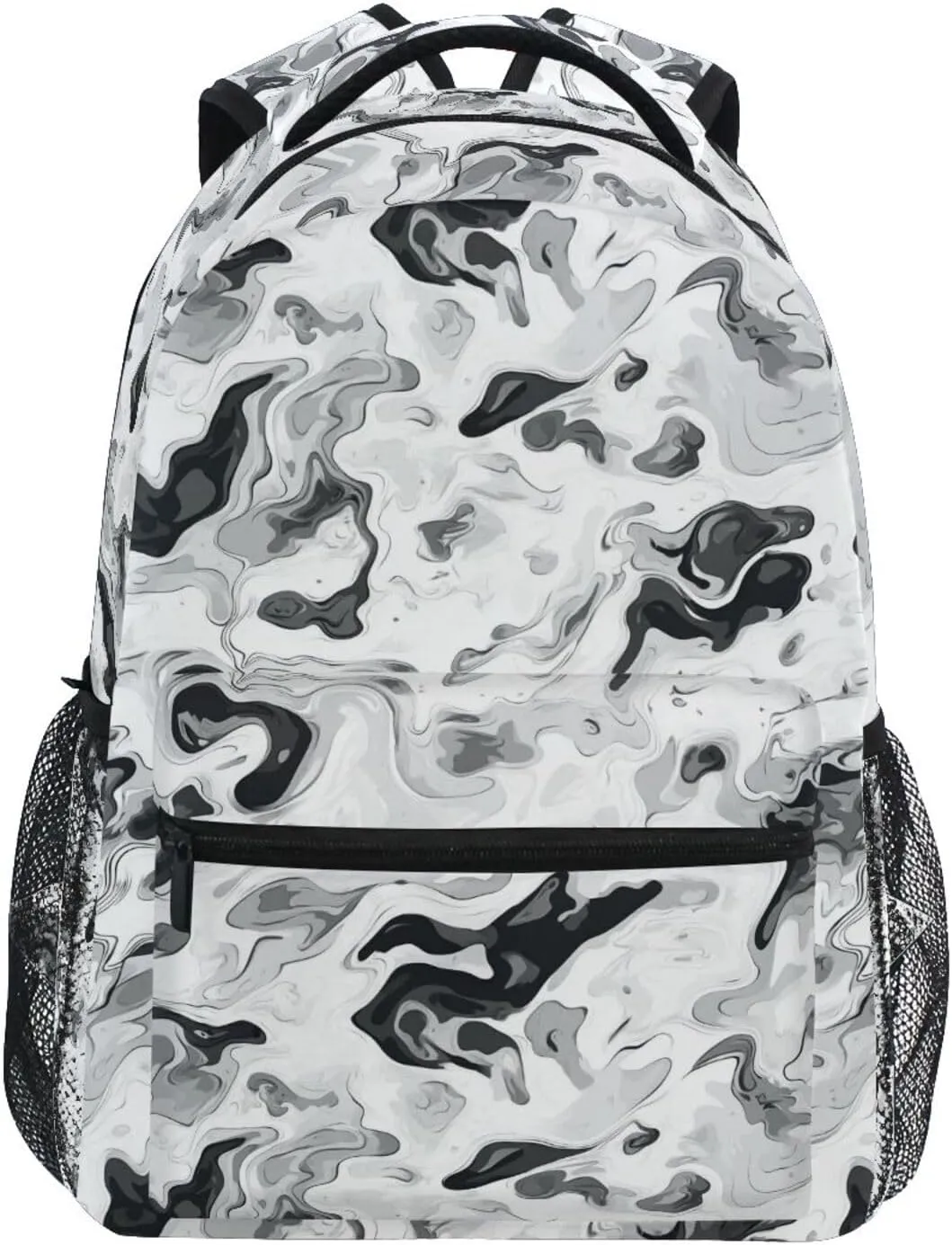 Day Backpack for Men and Women Fashion Laptop Bookbag with Chest Strap for Business Work College Travel Trip Camouflage White