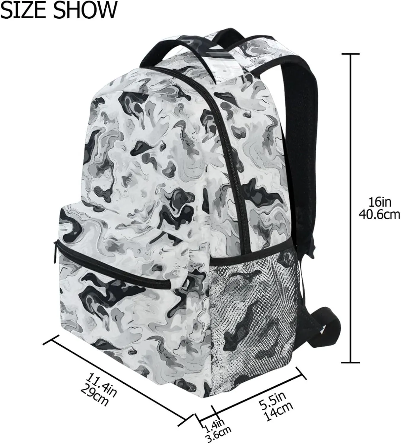 Day Backpack for Men and Women Fashion Laptop Bookbag with Chest Strap for Business Work College Travel Trip Camouflage White