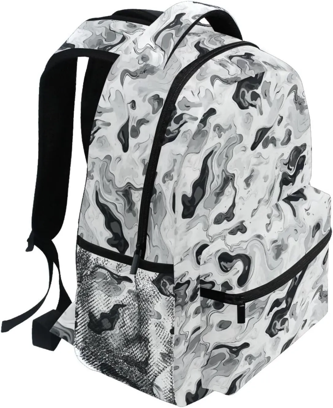 Day Backpack for Men and Women Fashion Laptop Bookbag with Chest Strap for Business Work College Travel Trip Camouflage White