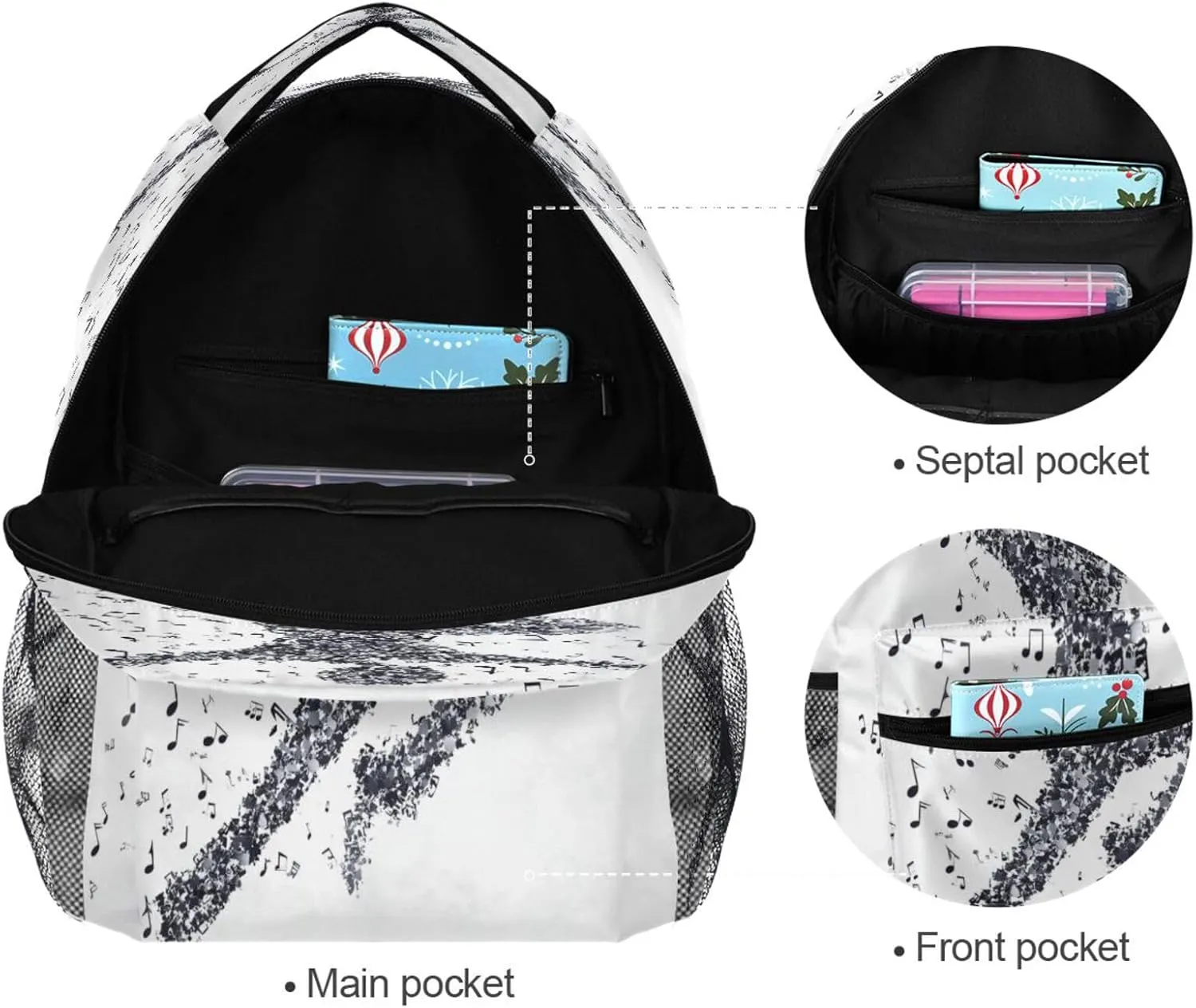 Day Backpack for Teacher Nurse Fashion Backpack With Water Bottle Pocket with Chest Strap for Travel Trip Disco Man
