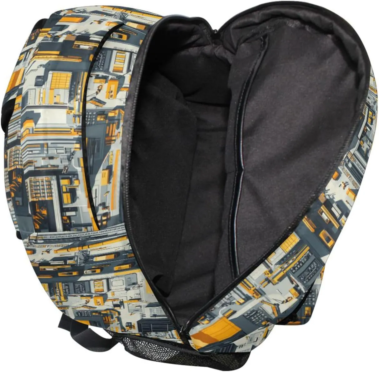 Day Backpack for Teenager Fashion Backpack With Water Bottle Pocket with Chest Strap for Business Work College Travel Trip Construction Scene Build Tall Buildings Bulldozer