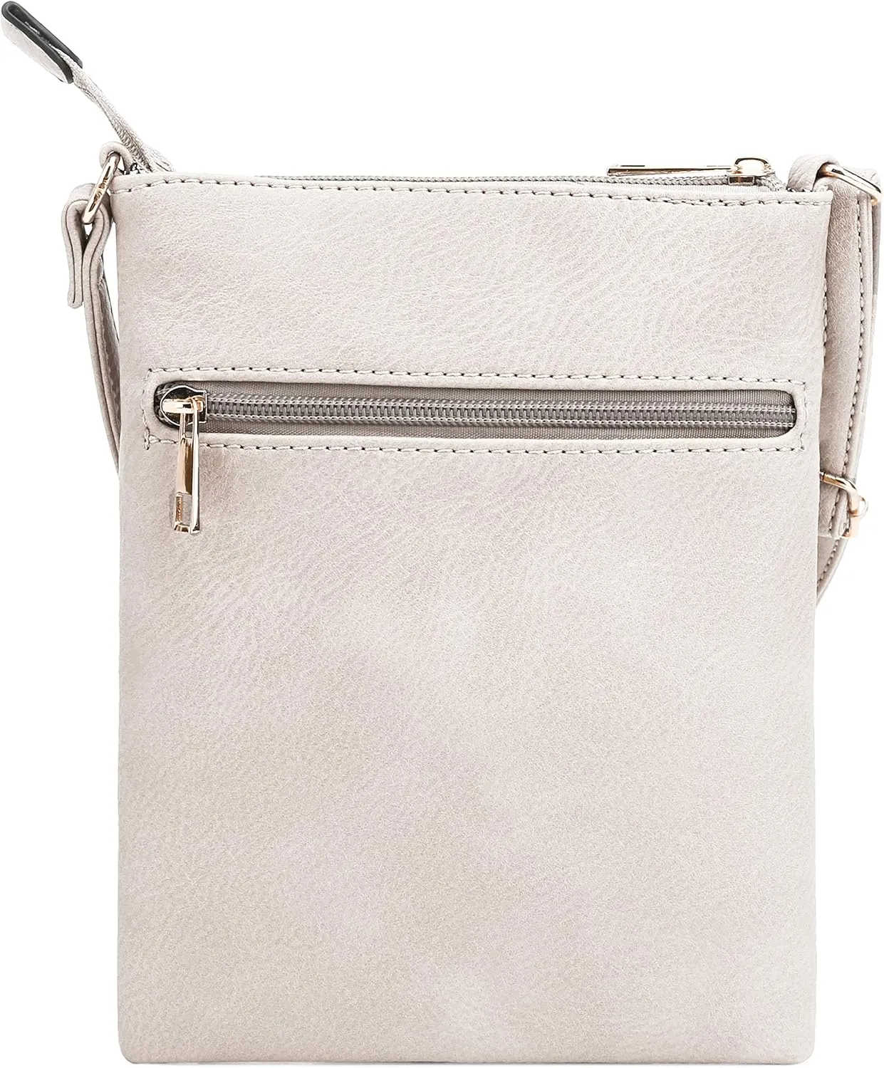 DELUXITY | Crossbody Purse Bag | Functional Multi Pocket Double Zipper Purse | Adjustable Strap | Medium Size Purse | Beige