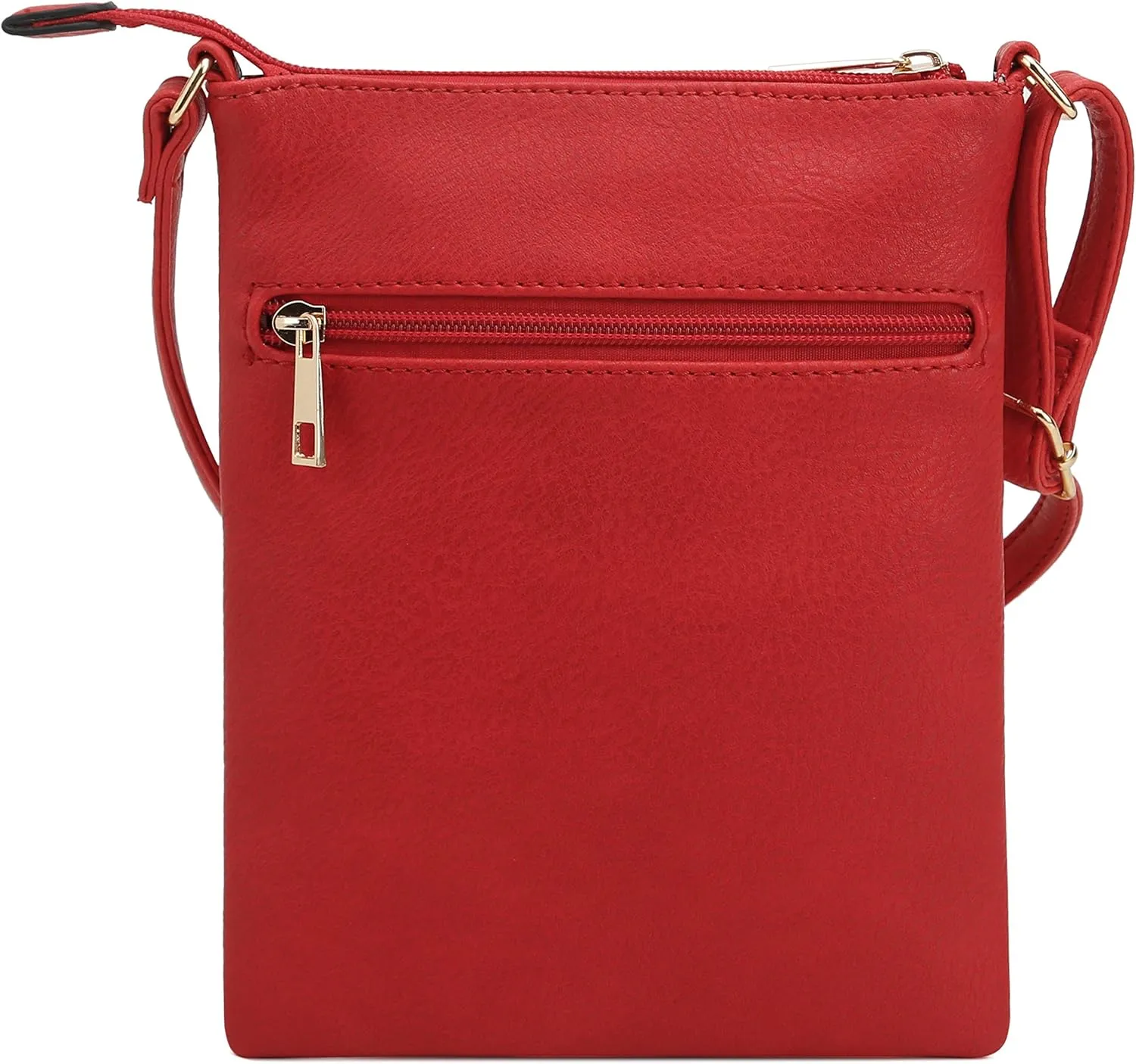 DELUXITY | Crossbody Purse Bag | Functional Multi Pocket Double Zipper Purse | Adjustable Strap | Medium Size Purse | Red