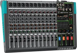 Depusheng MX12 12 Channel Sound Mixer Audio Mixing Console 48V 256DSP Professional USB PC Play Record Podcast Live Broadcast (US MX12)