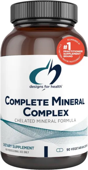 Designs for Health Complete Mineral Complex - Essential   Trace Minerals Supplement with Magnesium Malate, Chromium, Zinc   More - Iron-Free Multi Minerals Blend - Vegan   Gluten Free (90 Capsules)