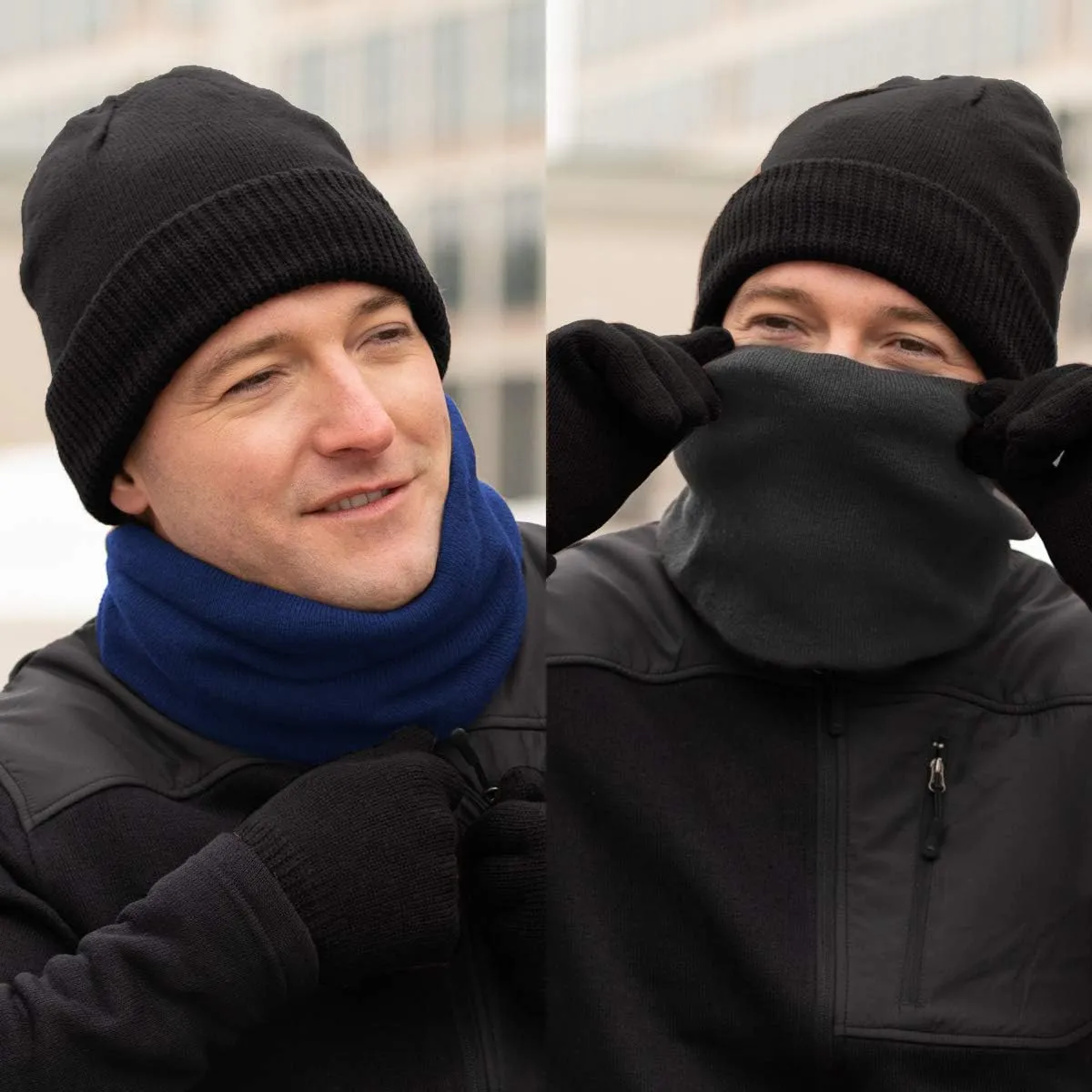DG Hill Winter Neck Warmer - 2 Pack Face Mask Cold Weather - Neck Gaiter for Men Women Thick Thermal Fleece Lined Ski Outdoor