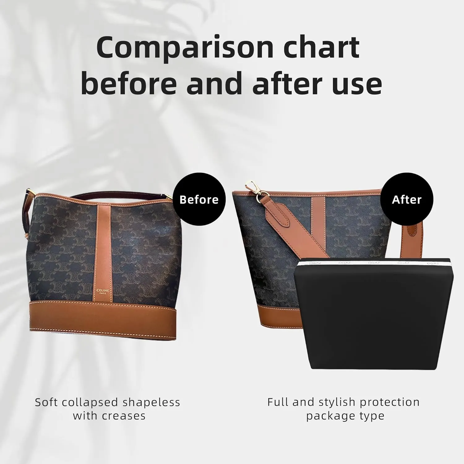 DGAZ Purse Pillow Shaper Insert for Celine Triomphe Canvas Bag, Silky Pillow Shaper for Luxury Handbags(Black,Medium)