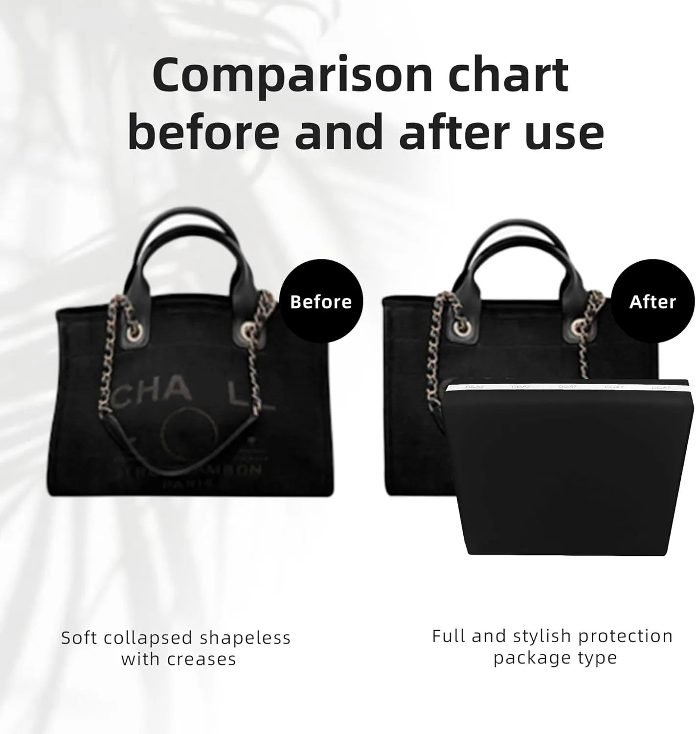 DGAZ Purse Pillow Shaper Insert for Chanel Deauville Canvas Bags, Silky Pillow Shaper for Luxury Handbags(Black,Small)