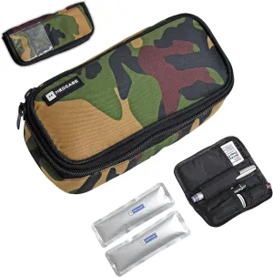 Diabetic Supplies Tavel Medicine Kit Insulated Insulin Travel Case Organizer Portable Cooling Bag for Insulin Pen, Diabetic Needles and Medicine TSA Approved with Ice Packs (Camouflage)