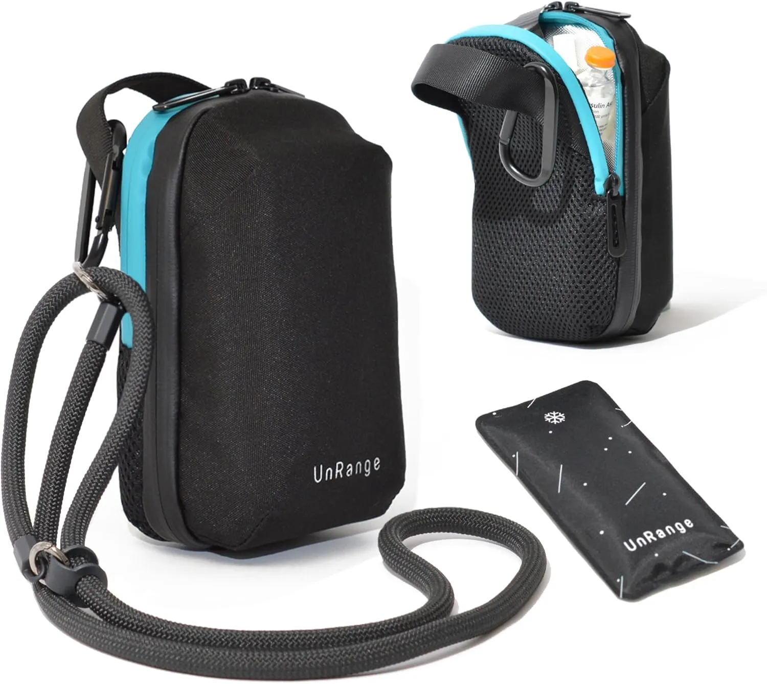 Diabetic Supply Bag Mini - Medicine Travel Bag for Diabetic Supplies with Insulin Cooler Pocket (Black)