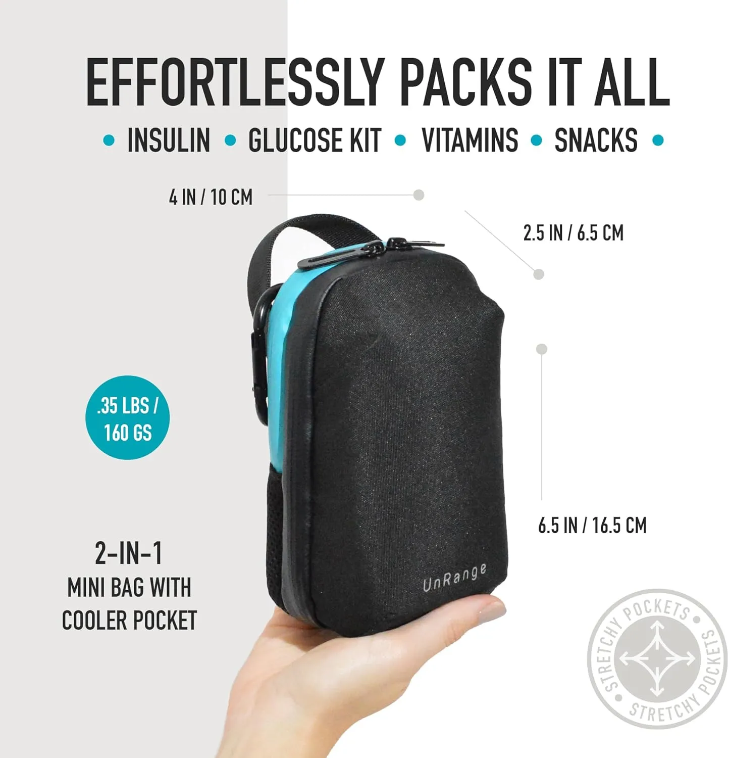 Diabetic Supply Bag Mini - Medicine Travel Bag for Diabetic Supplies with Insulin Cooler Pocket (Black)
