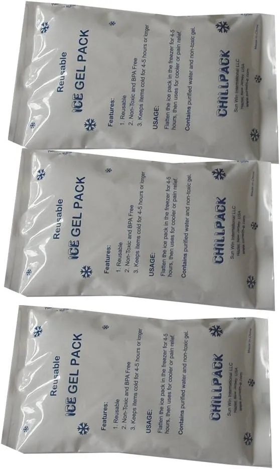 Diabetic/Medication Travel Cooler Case, Ice Gel Pack Replacement, Pack of 3