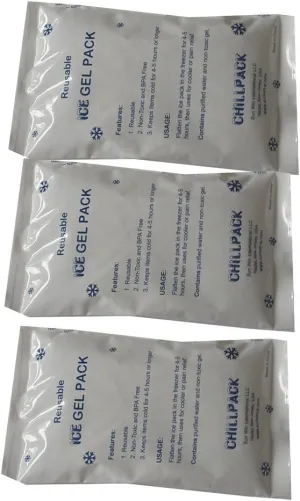 Diabetic/Medication Travel Cooler Case, Ice Gel Pack Replacement, Pack of 3