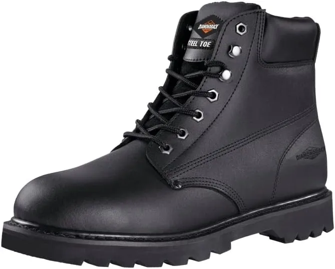 Diamondback 655SS-10 Steel Toe Work Boot, Size 10 Black, Action Leather
