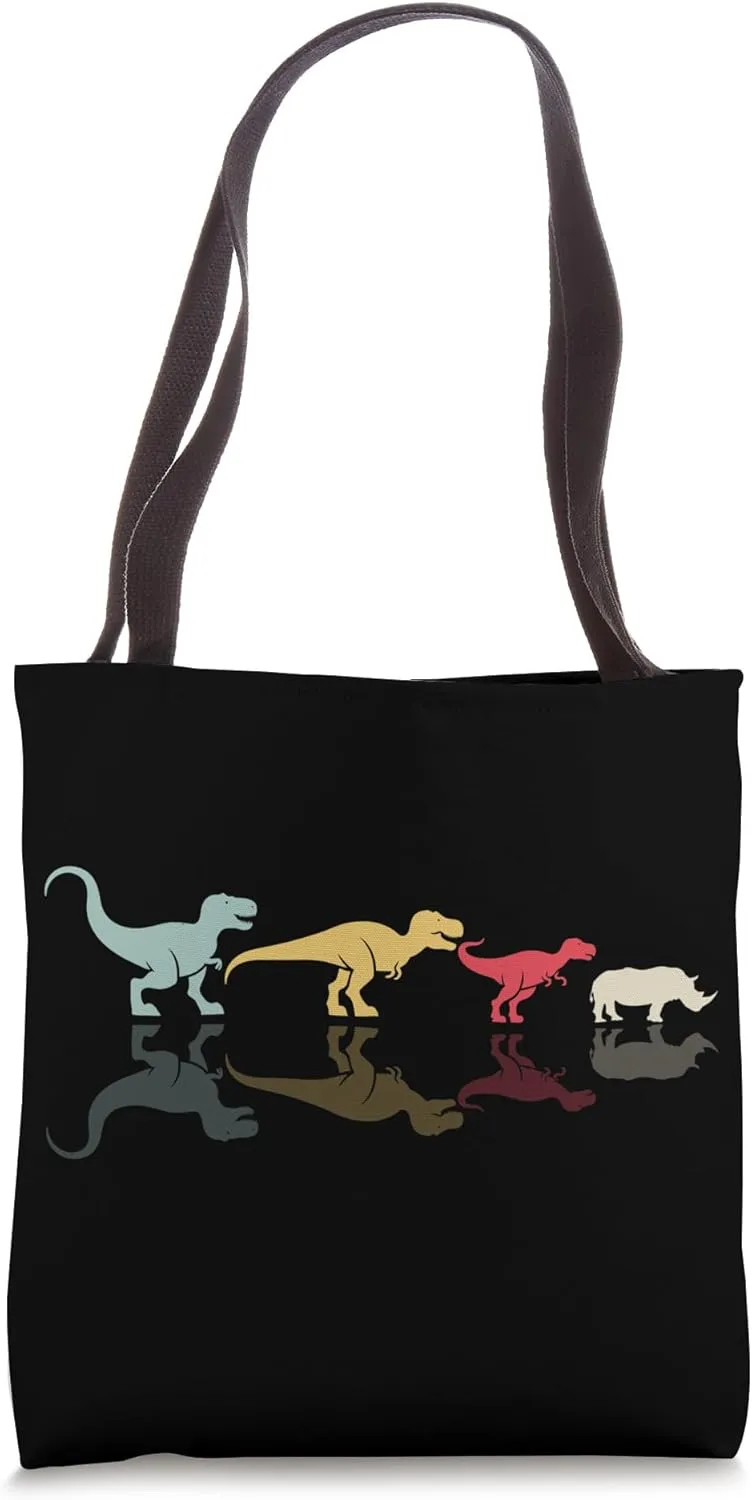 Dinosaur Rhino Evolution Fun Paleontology Tote Bag